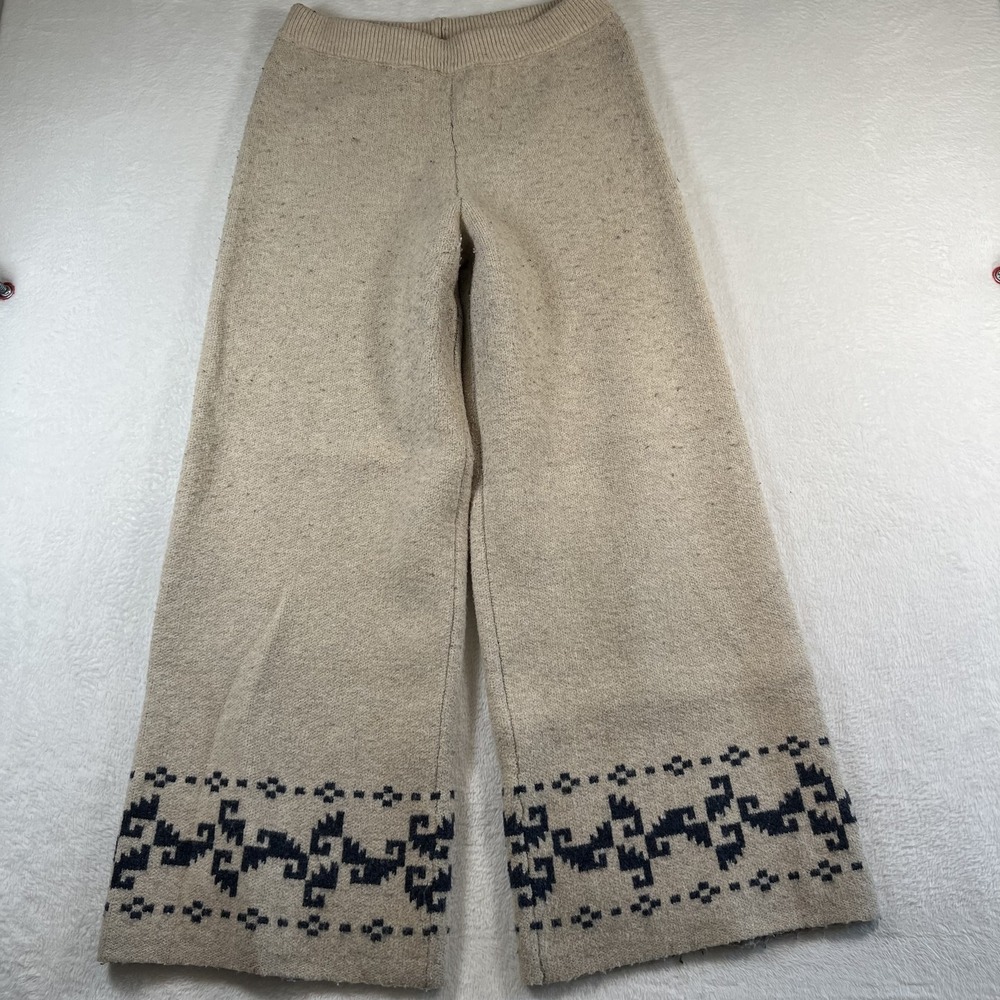 Princess Polly Pants Womens 10 Beige Knit Wide Leg Geometric Sweater Lounge